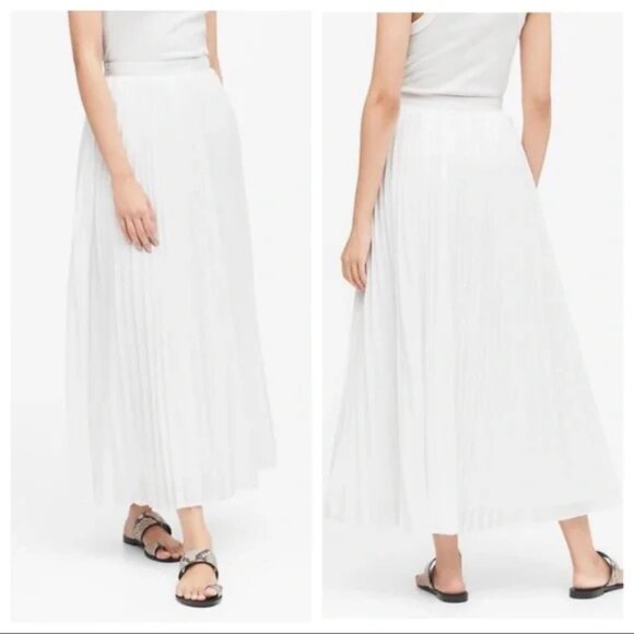 Banana Republic White Pleated Maxi Skirt - Size 4 - NWT - Picture 1 of 6